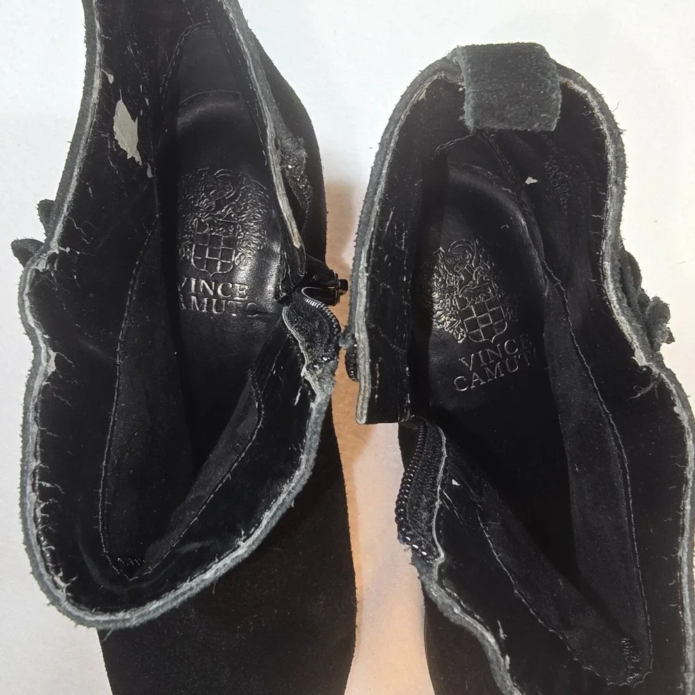 Womens Suede Fringe Ankle Boots Black‎ Western Boho Chic Classic Festival Sz 6.5